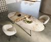 Esstisch Edge Oval 280x130 Keramik Minas Melange Weiß-Beige Estelar rund Metall Effektfinish Titan Bild 3