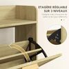 HOMCOM Schuhregal Schuhregal Schrank 2 Türen Klappen 12 Paar, Rattan-Effekt gewebt Boho-Design - Abm. 80L x 24,5l x 110H cm naturfarben Bild 5