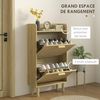 HOMCOM Schuhregal Schuhregal Schrank 2 Türen Klappen 12 Paar, Rattan-Effekt gewebt Boho-Design - Abm. 80L x 24,5l x 110H cm naturfarben Bild 4