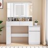YITAHOME Schminktisch mit Spiegel und LED-Beleuchtung, mit Hocker, Schubladen und USB-Anschluss, verstellbaren Fächern, moderner Frisiertisch für Schlafzimmer und Make-up, Haartrocknerhalter Weiß Bild 2