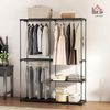HOMCOM Kleiderschrank Stoffschrank mit Kleiderstange und Ablagen, Stoffkleiderschrank für Schlafzimmer und Ankleidezimmer, 142 x 43 x 185 cm, Schwarz Bild 2