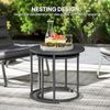 Outsunny Gartentisch aus Stahl, platzsparend (2er Set Beistelltisch, 2-St, stapelbar rund Balkontisch), für Wohnzimmer Büro Outdoor Indoor Dunkelgrau Bild 5