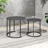Outsunny Gartentisch aus Stahl, platzsparend (2er Set Beistelltisch, 2-St, stapelbar rund Balkontisch), für Wohnzimmer Büro Outdoor Indoor Dunkelgrau Bild 3