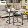 Outsunny Gartentisch aus Stahl, platzsparend (2er Set Beistelltisch, 2-St, stapelbar rund Balkontisch), für Wohnzimmer Büro Outdoor Indoor Dunkelgrau Bild 2