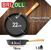 Ø22cm 43mm hoch Gusseisenpfanne Gußeisenpfanne mit Holzgriff Pfanne aus Gusseisen Bild 2