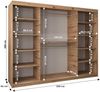 Kryspol Schwebetürenschrank Monaco 250 cm mit Spiegel Kleiderschrank mit Kleiderstange und Einlegeboden Schlafzimmer- Wohnzimmerschrank Schiebetüren Modern Design (Sonoma) Bild 3
