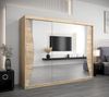Kryspol Schwebetürenschrank Monaco 250 cm mit Spiegel Kleiderschrank mit Kleiderstange und Einlegeboden Schlafzimmer- Wohnzimmerschrank Schiebetüren Modern Design (Sonoma) Bild 2