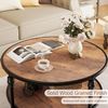 Großer runder Couchtisch aus Massivholz, Vintage-Wohnzimmertisch mit 2 Ebenen & Säulenfüßen, 72 x 72 x 48 cm – Für Wohnzimmer & Büro Bild 5