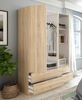 Dmora - Kleiderschrank Weymouth, Schlafzimmermöbel mit 3 Türen und 2 Schubladen, Kleiderbügel, 135x52h200 cm, Eiche Bild 4
