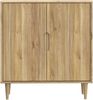 Forte Sherbrooke, einfache Montage Dank EasyKlix Kommode 90 100, Holzdekor: Mauvella Eiche, hohe Holzfüße, Sideboard 2 Türen, Mid Century Stil, 95 cm breit x 102 cm hoch x 43 cm tief Bild 3
