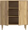 Forte Sherbrooke, einfache Montage Dank EasyKlix Kommode 90 100, Holzdekor: Mauvella Eiche, hohe Holzfüße, Sideboard 2 Türen, Mid Century Stil, 95 cm breit x 102 cm hoch x 43 cm tief Bild 5