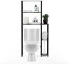 Furinno Turn-N-Tube Über-Toilette Aufbewahrungsregal, 5-Boden Über-Toilette-Organizer, freistehende platzsparende Regale, für Badezimmer, Grau-Eiche Bild 4