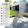 tectake® 2er Set Alu Sonnenliege Liegestuhl, Gartenstühle 5-Fach verstellbare Rückenlehne, Gartenliege mit Fußteil, leicht & klappbar, Relaxsessel mit Kopfpolster, für Camping Garten Balkon - grau Bild 3