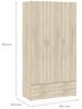 Dmora - Kleiderschrank 3 Türen Kinsale, Schlafzimmermöbel, Schrank, Garderobe, 111x52 h214 cm, Eiche Bild 3