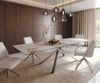 Esstisch Edge 300x100 Keramik Minas Melange Weiß-Beige Kreuzgestell Rechteck Edelstahl Bild 2
