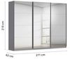 Rauch Möbel Kulmbach, Kleiderschrank mit Schwebetüren für Schlafzimmer, Kinderzimmer, Jugendzimmer, Garderobe, Flur, 3-türig, mit Spiegel, Zubehör Basic, Farbe Grau metallic, Schwarz, Breite 271 cm Bild 3