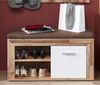 TEXAS Schuhbank mit Sitzfläche in Yaki Oak Optik, Weiß - bequeme Sitzbank mit Stauraum für Ihren Flur - 96 x 53 x 38 cm (B/H/T) Bild 2