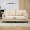 HOMCOM 2-Sitzer mit Leinenoptik, Metallbeine, gepolsterter, Doppelsofa 1 Teile, für Wohnzimmer, Schlafzimmer, 117 x 80 x 89 cm, Beige Bild 4
