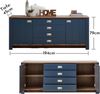 DIJON Sideboard in Parisian Blue, Haveleiche Cognac Optik - Moderne Kommode mit Schubladen und viel Stauraum - 194 x 79 x 45 cm (B/H/T) Bild 3