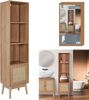 HOME DECO FACTORY, HD0225, Säule mit 1 Tür, Modell Bali, Kollektion Natural Crush, Möbel, Schrank, Badezimmermöbel, 40 x 160 x 30 cm, Braun Bild 3