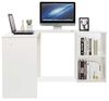 Mondeer Eckschreibtisch, Computertisch L-Förmig Schreibtisch mit 2 Ablagen Großer fürs Arbeitszimmer Wohnzimmer Büro 108×135×73,5 cm (Weiß) Bild 4