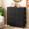 YITAHOME Kommode,Kommode mit 8 Schubladen,Schrank mit Haken und Seitentaschen,Stoffschubladen mit Griffen,Metallgestell,Dauerhaft,Schwarz Bild 2