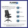 Flash Furniture Designer-Chefsessel, hohe Rückenlehne, Mesh, drehbarer, ergonomischer Bürostuhl mit höhenverstellbaren Klapp-Armlehnen, Metall, Schwarz, 1 Stück Bild 4