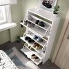 Dmora - Schuhregal Vignole, Platzsparendes Schuhregal für den Eingangsbereich, Schuhschrank mit 3 Klapptüren, 61x25h113 cm, Weiß Bild 4