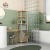HOMCOM Badregal mit Wäschekorb, schlanker Bambus-Badezimmerschrank, Badezimmerregal 1-tlg, für Badezimmer, Naturholz Bild 2