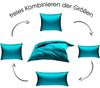 Bettwaesche-mit-Stil Mako-Satin / Baumwollsatin Bettwäsche uni / einfarbig petrol blau Kissenbezug 40x60 cm Bild 4