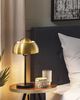 'Senette' Tischlampe Gold / Schwarz aus Metall 44 cm runder Schirm Kabel mit Schalter Industrie Look Modernes Design Bild 2