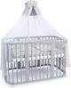 Waldin Babybett aus Holz 7in1 mit Matratze, mitwachsendes Kinder-Bett, belüftet, Boden 5-fach verstellbar, All-Inclusive-Set Holz grau, Stoffe grau Bild 2