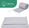 Waldin Babybett aus Holz 7in1 mit Matratze, mitwachsendes Kinder-Bett, belüftet, Boden 5-fach verstellbar, All-Inclusive-Set Holz grau, Stoffe grau Bild 3