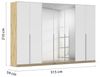 Rauch Möbel Alabama, Kleiderschrank für Schlafzimmer, Kinderzimmer, Wohnzimmer, Garderobe, Flur, 7-türig,Spiegel, mit Zubehör Basic, Farbe Weiß/Eiche Artisan, Holz, Breite 315 cm Bild 3