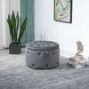 HOMCOM Sitzbank Polsterhocker mit Deckel für Wohnzimmer (Aufbewahrungshocker, 1-St, Sitztruhe), Grau, Ø60 x 40 cm Bild 2