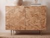 Barschrank Akazie Massivholz 90cm Natur mit Weinregal - Design Hausbar mit Glashalter - Weinschrank Holz mit Türen - Getränkeschrank Weinkommode Holz Bar Wohnzimmer Handmade Bild 5