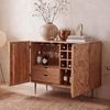 Barschrank Akazie Massivholz 90cm Natur mit Weinregal - Design Hausbar mit Glashalter - Weinschrank Holz mit Türen - Getränkeschrank Weinkommode Holz Bar Wohnzimmer Handmade Bild 2