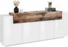 Dmora Modernes 5-türiges Sideboard, Made in Italy, Küchen-Sideboard, Wohnzimmer-Design-Buffet, cm 200x45h86, Glanzweiß und Ahornfarbe Bild 2