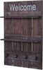 Wandgarderobe HWC-C89 Welcome, Garderobenpaneel Garderobe, Shabby-Look Vintage, 4 Haken 90x60 cm ~ braun, shabby Bild 2