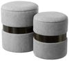 Set mit 2 Hockern aus Stoff und MDF in Hellgrau Bild 1