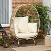 Outsunny Rattanstuhl Rattanstuhl mit Sitzkissen (Rattansessel, 1 St), Metall, Khaki, 105 x 90 x 148 cm Bild 2