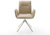 Drehstuhl Vinja-Flex Mikrofaser Beige Vintage Kreuzgestell breit Edelstahl 360° drehbar Wippfunktion Bild 3