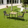 Clevich Wetterfester Gartentisch 75x75 cm, Quadratisch aus Aluminium mit WPC Tischplatte,Outdoor Esstisch für Balkon und Terrasse, pflegeleicht und langlebig, Schwarz+Teak Bild 3