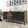 Dmora - Kommode Erythros, Wohnzimmerbuffet, Wohnzimmer-Sideboard, Moderne Küchen-Speisekammer, 180x35 h79 cm, Walnuss und Schwarz Bild 5