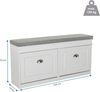hjh LIVING Schuhkipper Sitzbank mit Sitzkissen ESTHA I Schuhschrank mit 2 Klappen, verstellbar, Schuhbank 104 x 51 x 24 cm Weiß/Grau Bild 3