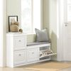 hjh LIVING Schuhkipper Sitzbank mit Sitzkissen ESTHA I Schuhschrank mit 2 Klappen, verstellbar, Schuhbank 104 x 51 x 24 cm Weiß/Grau Bild 2