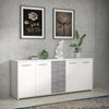Forte PILVI Sideboard 180, modernes Sideboard mit 4 Türen und 4 Schubladen, Wohn-/Schlafzimmer, Holzwerkstoff, Weiß mit Betonoptik, 179 cm breit x 74,1 cm hoch x 42 cm tief Bild 2