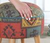 Stylish Green Pouffe, 45 x 45 x 45 cm | 50% Cotton & 50% Linen, 35 HR Orthopedic Soft Sponge (6 cm) | Durable Beech Wood Legs, Perfect for Modern Living Spaces Bild 4