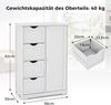 COSTWAY Sideboard Kommode Badschrank Beistellschrank Highboard Mehrzweckschrank Standschrank Anrichte mit 4 Schubladen und 1 Schrank-Abteil (Weiß) Bild 3