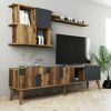 Dmora TV-Schrank Menk 180 x 33,8 x 48,6h cm Braun 4 Regale, 4 Türen Bild 5